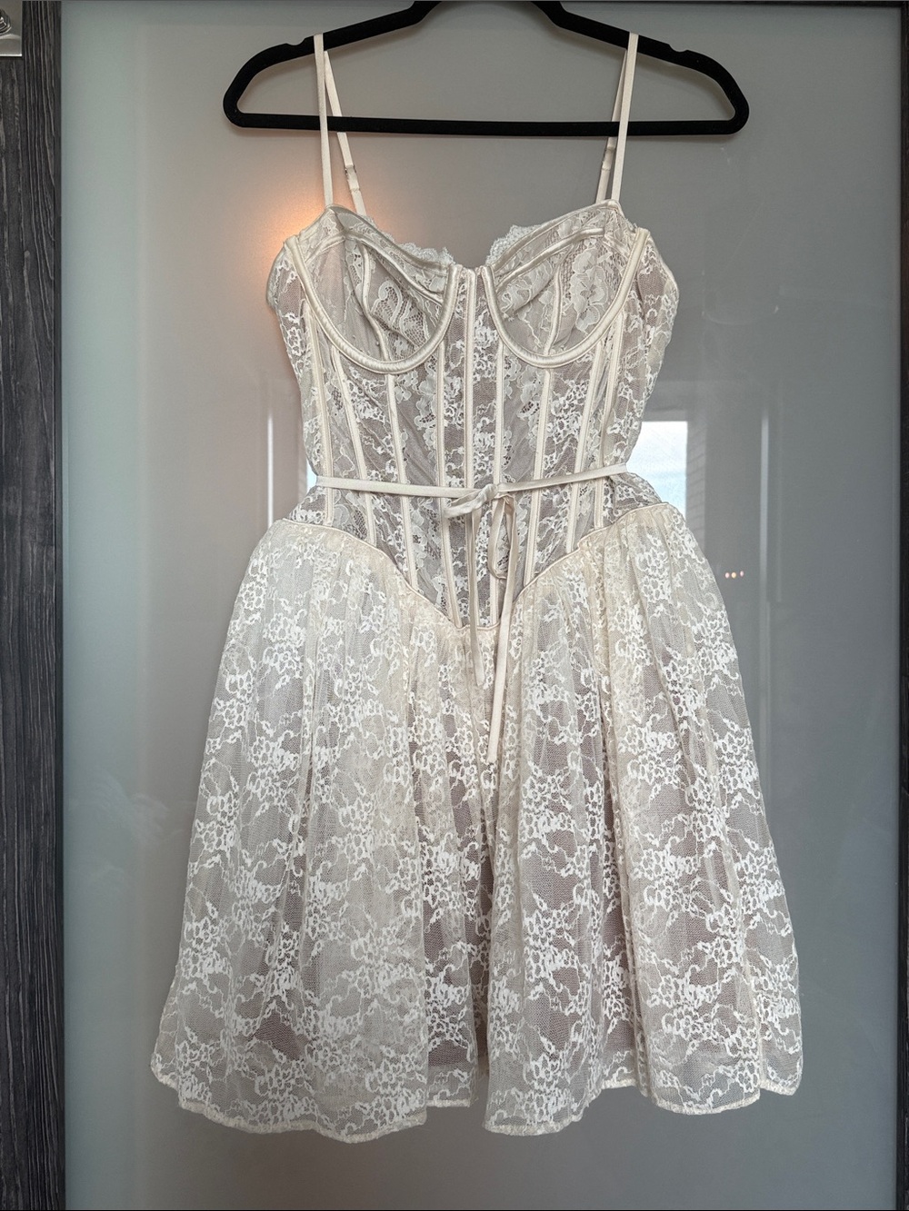 House of CB- Cream Lace Corset Mini Dress